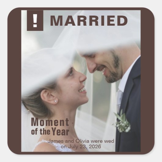 の写真結婚おもしろい雑誌の表紙の追加 スクエアシール (正面)