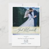 の写真結婚たった今結婚しましたハンドレタ引用文 招待状 (正面)