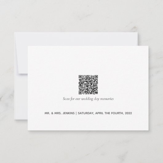 の写真結婚と思い出QRコードありがとう サンキューカード (裏面)