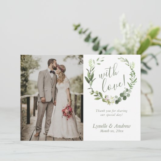 の写真結婚に名前を付けてありがとう サンキューカード (スタンド正面)