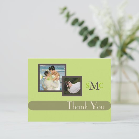 の写真結婚はがきありがとうプレーン ポストカード (スタンド正面)