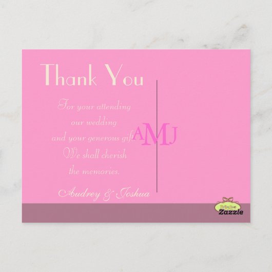 の写真結婚はがきありがとうプレーン ポストカード (裏面)