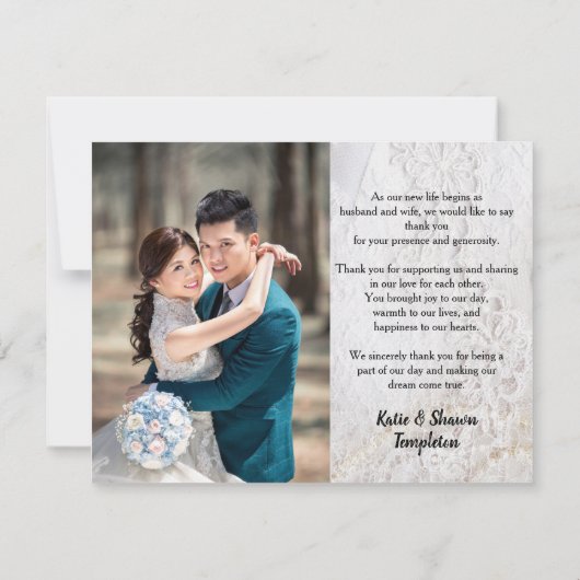 の写真結婚はダブルサイドのレースに感謝フェイクする (裏面)