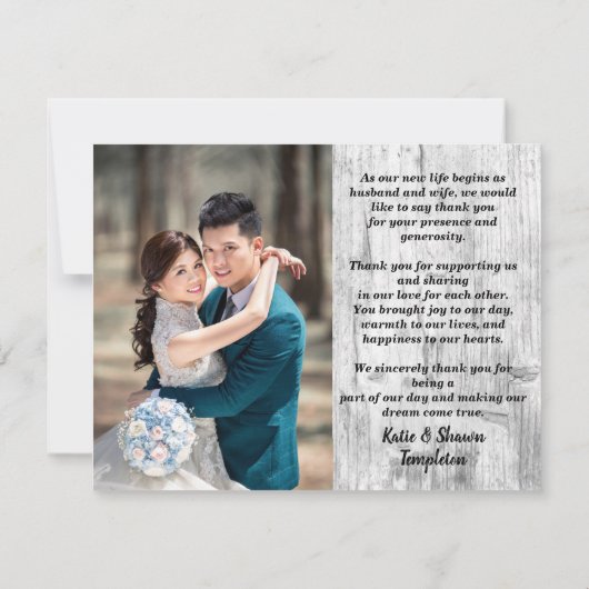 の写真結婚は両面ありがとう素朴 (裏面)