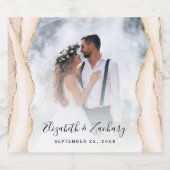 の写真結婚アイボリー金ゴールド瑪瑙 スパークリングワインラベル (シングルラベル)