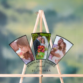 の写真結婚コラージファン形状名前をカスタムする日付 アクリルサイン (ニュートラル)