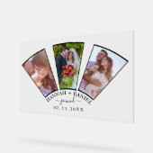 の写真結婚コラージファン形状名前をカスタムする日付 アクリルサイン (傾斜)