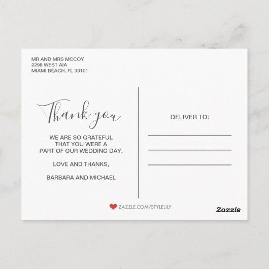 の写真結婚コラージュありがとうはがき ポストカード (裏面)