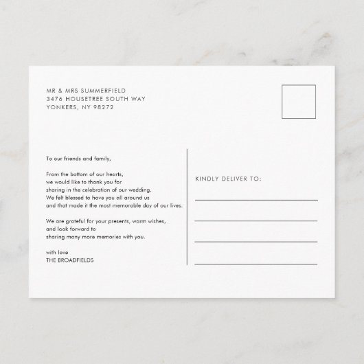 の写真結婚コラージュのミニマリスト ポストカード (裏面)