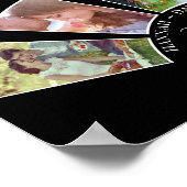 の写真結婚コラージュ扇形名前をカスタムするブラック ポスター (角)