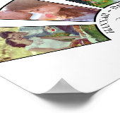 の写真結婚コラージュ扇形名前をカスタムする白 ポスター (角)