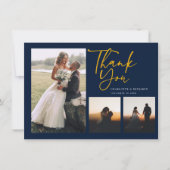 の写真結婚コラージュ手書きサンキューカード ノートカード (正面)