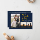 の写真結婚コラージュ手書きサンキューカード ノートカード (正面/裏面インサイチュ)