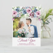 の写真結婚サンキューカードネイビーブルーワインフローラ 招待状 (スタンド正面)