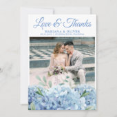 の写真結婚サンキューカードブルーアジサイフローラ 招待状 (正面)