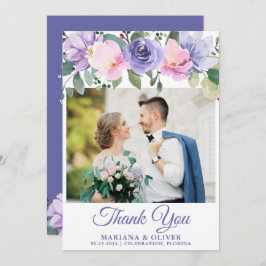 の写真結婚サンキューカードラベンダーピンクフローラ 招待状