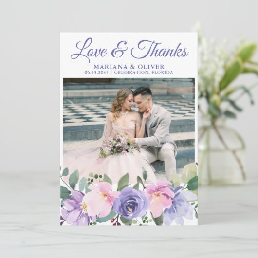 の写真結婚サンキューカードラベンダーフローラ 招待状 (スタンド正面)