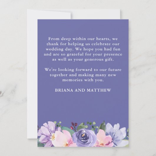 の写真結婚サンキューカードラベンダーフローラ 招待状 (裏面)