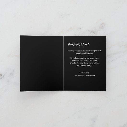 の写真結婚ハートを折り畳んだありがとう ノートカード (内部)