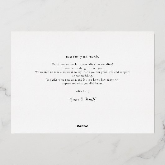 の写真結婚バラゴールドフォイルサンキューカード 箔招待状 (裏面)