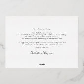 の写真結婚バラゴールドフォイルスクリプトサンキューカード 箔招待状 (裏面)