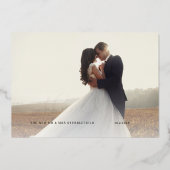 の写真結婚バラゴールドフォイルスクリプトサンキューカード 箔招待状 (正面)