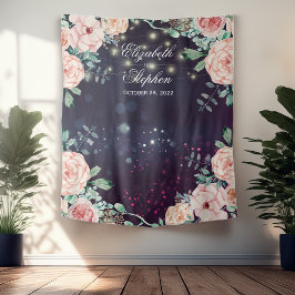の写真結婚ブース背景フローラ紫の輝き タペストリー