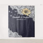 の写真結婚ブース背景レースひまわりライト タペストリー (正面)