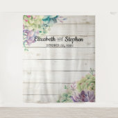 の写真結婚ブース背景多肉質の木素朴材 タペストリー (正面)