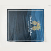 の写真結婚ブース背景金ゴールドパイナップルカップル タペストリー (正面(横))