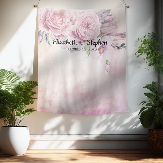 の写真結婚ブースBackdrop Bohoフローラ羽毛 タペストリー