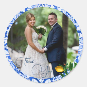 の写真結婚レモンブルータイルありがとう ラウンドシール