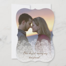 の写真結婚ヴィンテージレースダマスク招待状 招待状