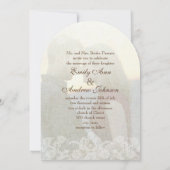 の写真結婚ヴィンテージレースダマスク招待状 招待状 (裏面)