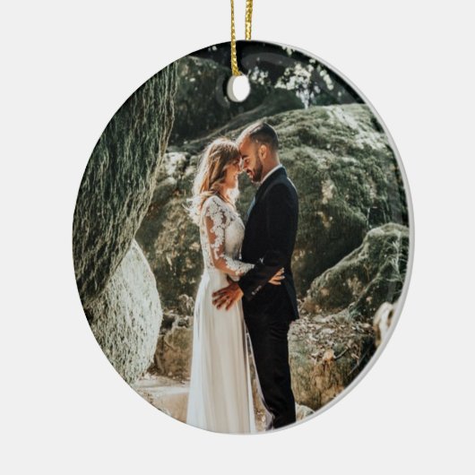 の写真結婚夫の妻としてのクリスマス1st セラミックオーナメント (左)