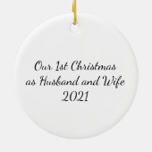 の写真結婚夫の妻としてのクリスマス1st セラミックオーナメント (裏面)