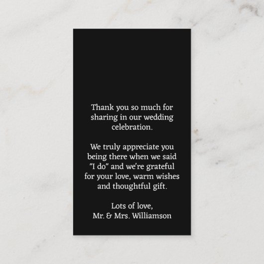 の写真結婚手書きの予算ありがとう ノートカード (裏面)