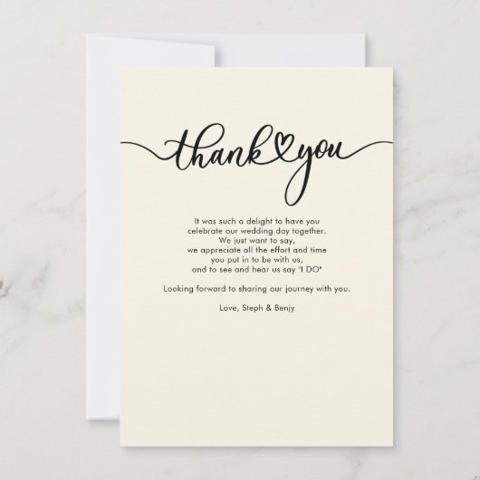 の写真結婚手書き感謝 ノートカード (裏面)