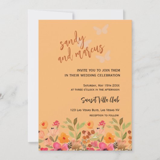 の写真結婚招待状ピンクピーチガーデン開花 招待状 (正面)