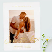 の写真結婚日付の保存 箔招待状ポストカード