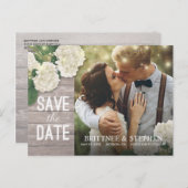 の写真結婚日付を保存Hydrangeas Lights Wood ポストカード (正面/裏面)