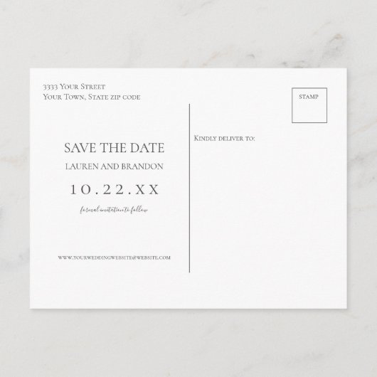 の写真結婚書の日付を保存 案内ポストカード (裏面)