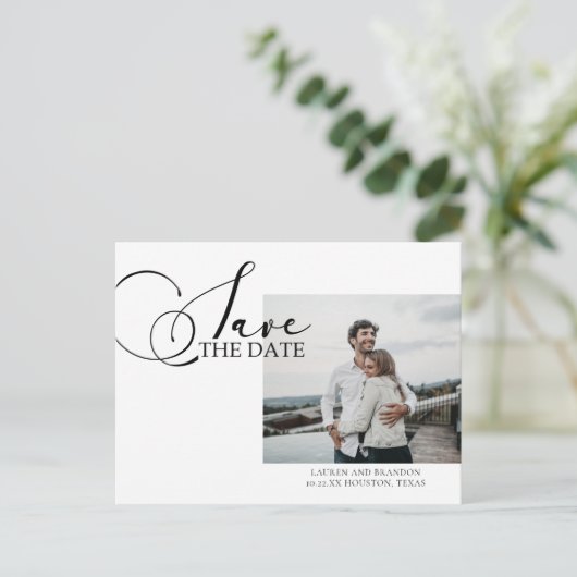 の写真結婚書の日付を保存 案内ポストカード (スタンド正面)