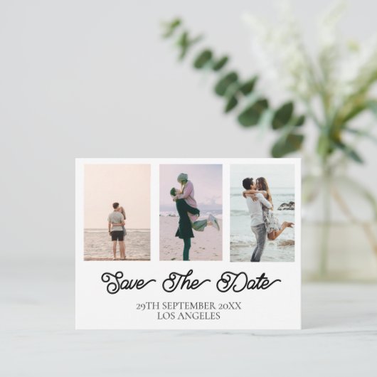 の写真結婚白黒日付の保存 シーズンポストカード (スタンド正面)