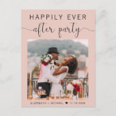 の写真結婚赤面がパーティー後ずっと幸せに インビテーションポストカード (正面)