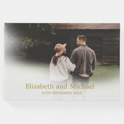 の写真結婚金ゴールドエレガントな結婚式 ゲストブック (正面)