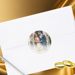 の写真結婚金ゴールドシンプルリングや輪ありがとう ラウンドシール
