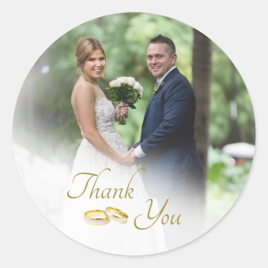 の写真結婚金ゴールドシンプルリングや輪ありがとう ラウンドシール (正面)