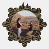 の写真結婚金ゴールドブラッククリスマス紙 オーナメントカード (正面)