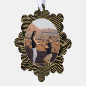 の写真結婚金ゴールドブラッククリスマス紙 オーナメントカード (左)